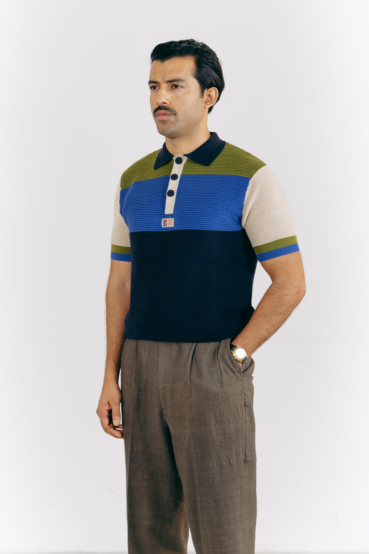 Butt Knit Colour Block Polo