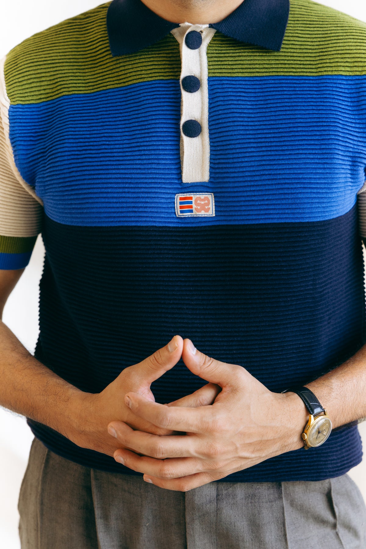 Butt Knit Colour Block Polo