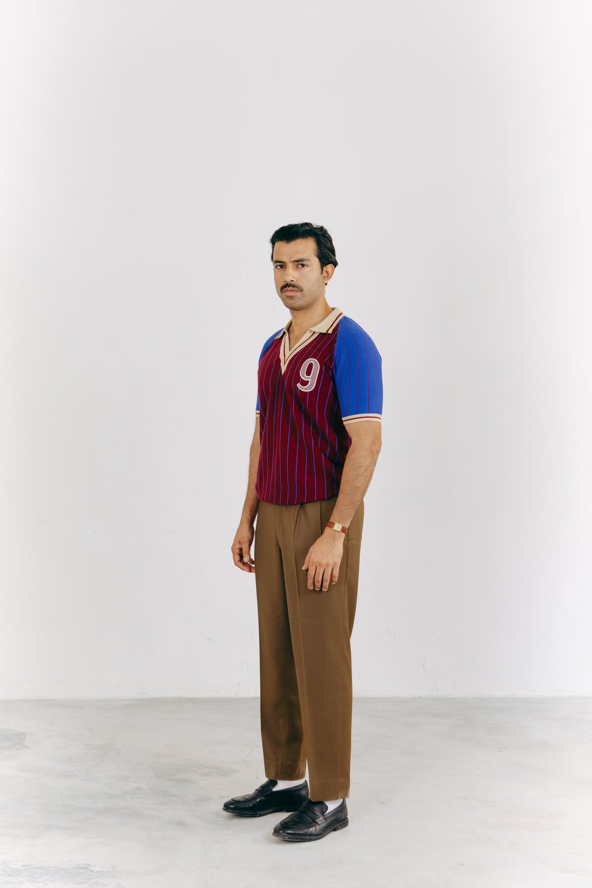 Claret and Blue Pinstripe Polo
