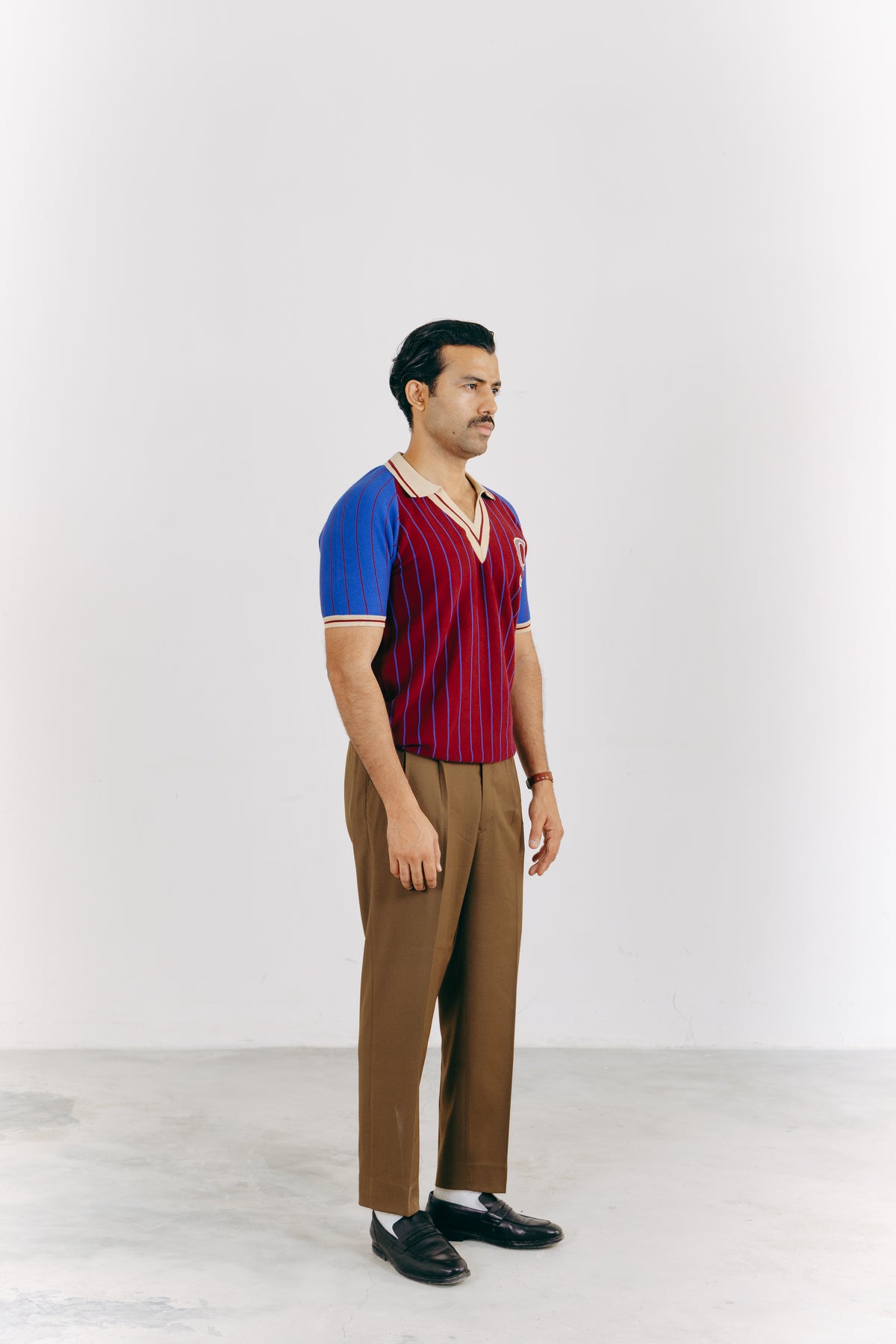 Claret and Blue Pinstripe Polo