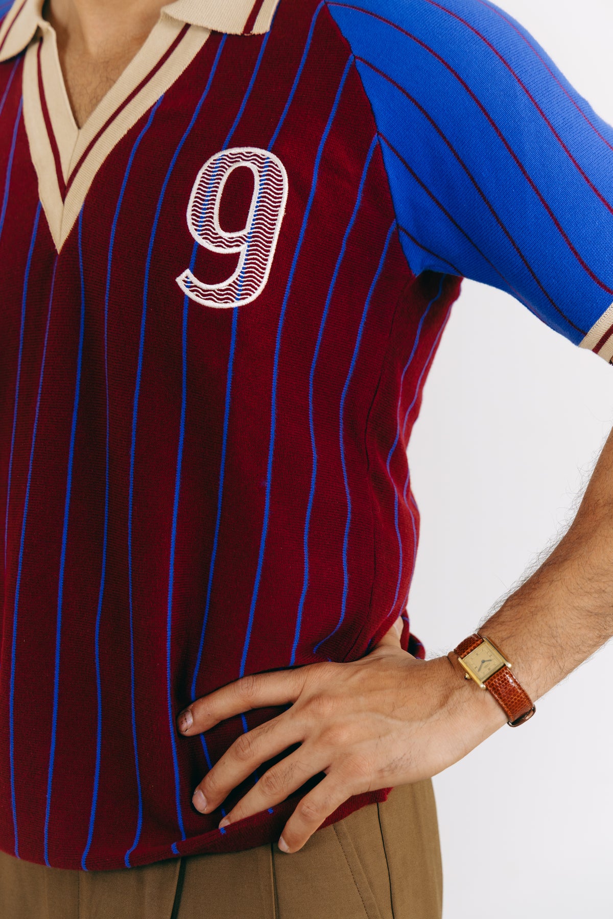 Claret and Blue Pinstripe Polo