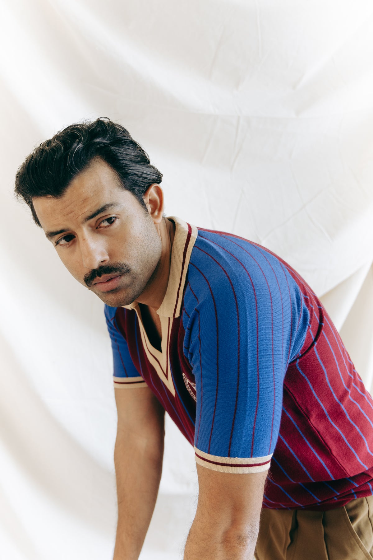 Claret and Blue Pinstripe Polo