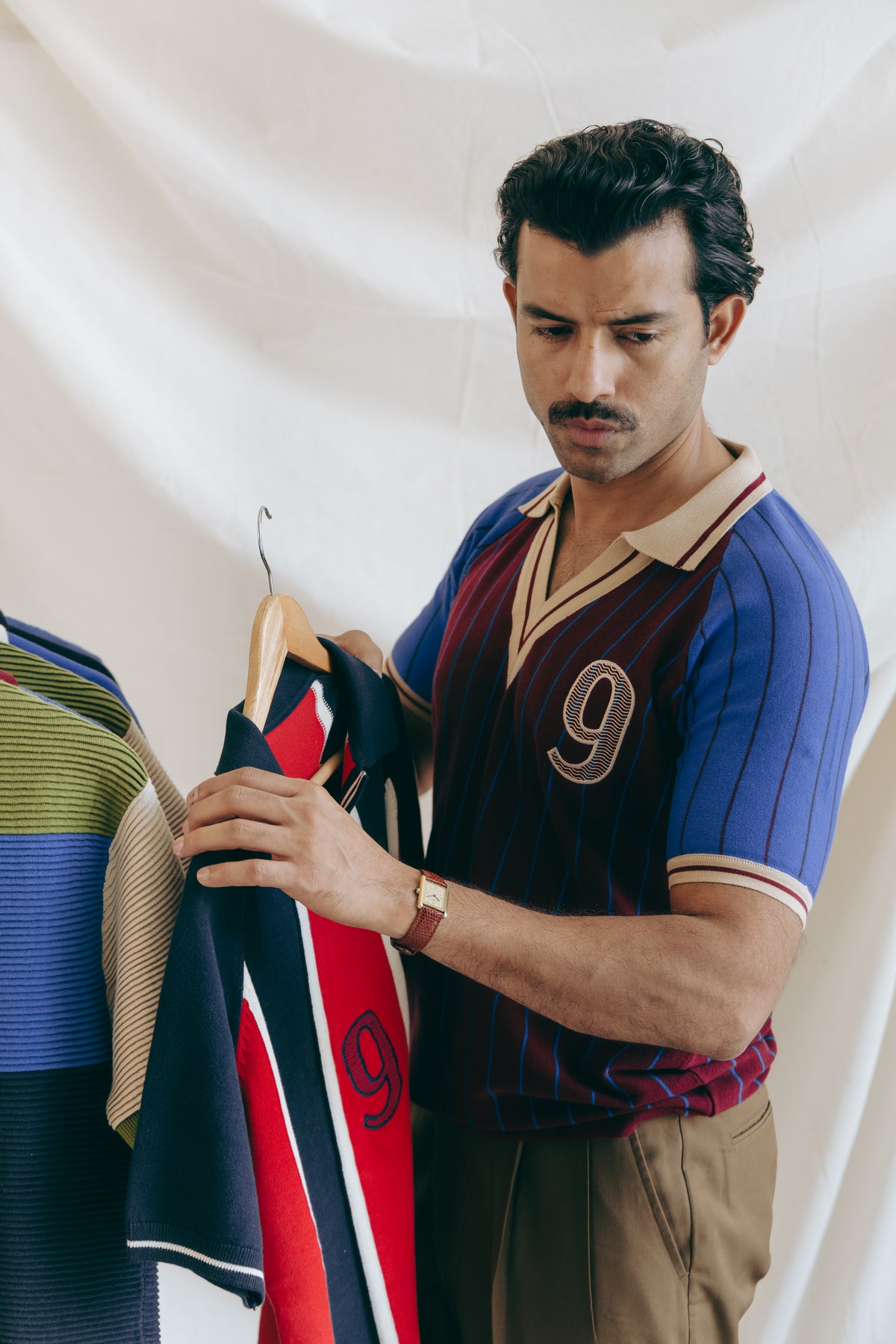 Claret and Blue Pinstripe Polo