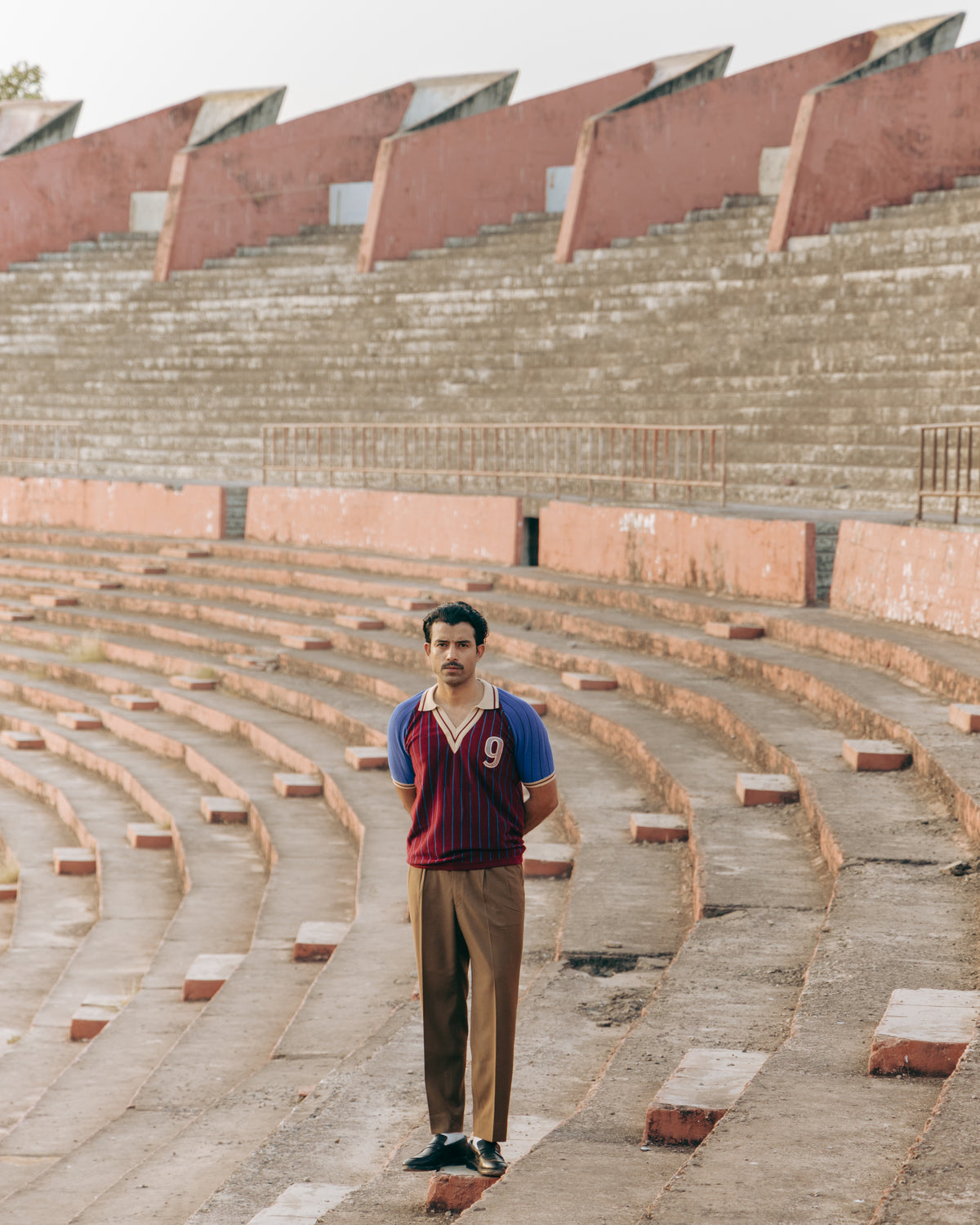 Claret and Blue Pinstripe Polo